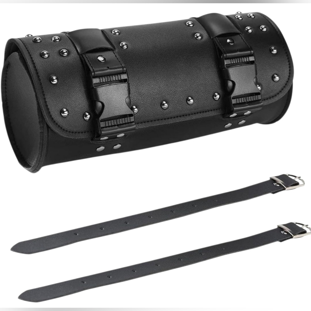 Motorcycle Fork - 12"  Tool Bag Sissy Bar PU Leather Weather Resistant Storage